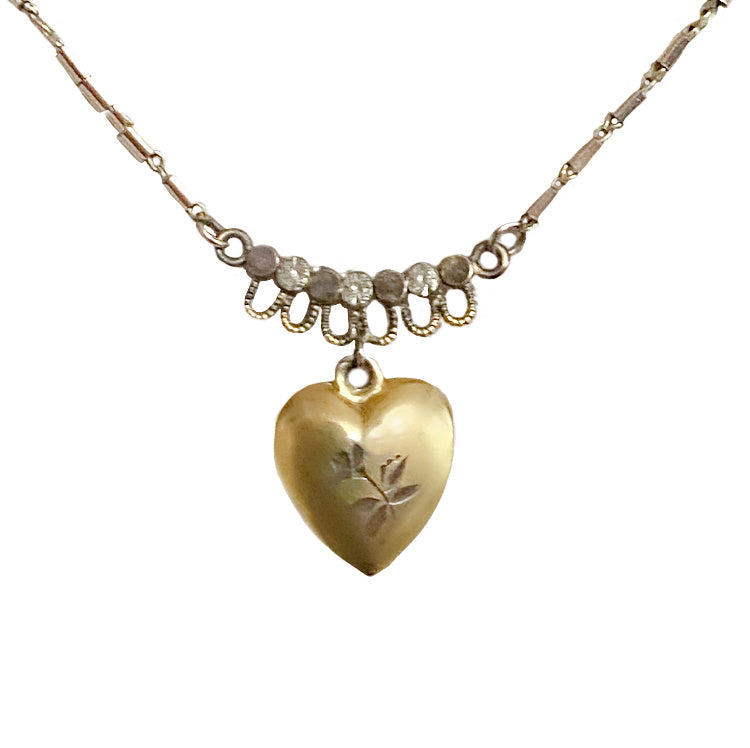 antique doll necklace with heart