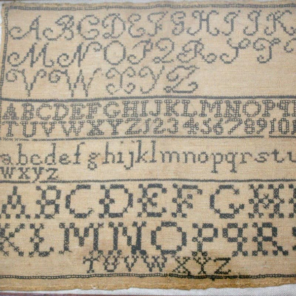 Antique 19th Century Alphabet Sampler – Handstitched ABC