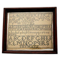 Delicate 19th century hand-stitched ABC sampler. Charming antique embroidery with historic character, perfect for collectors - textile collections.