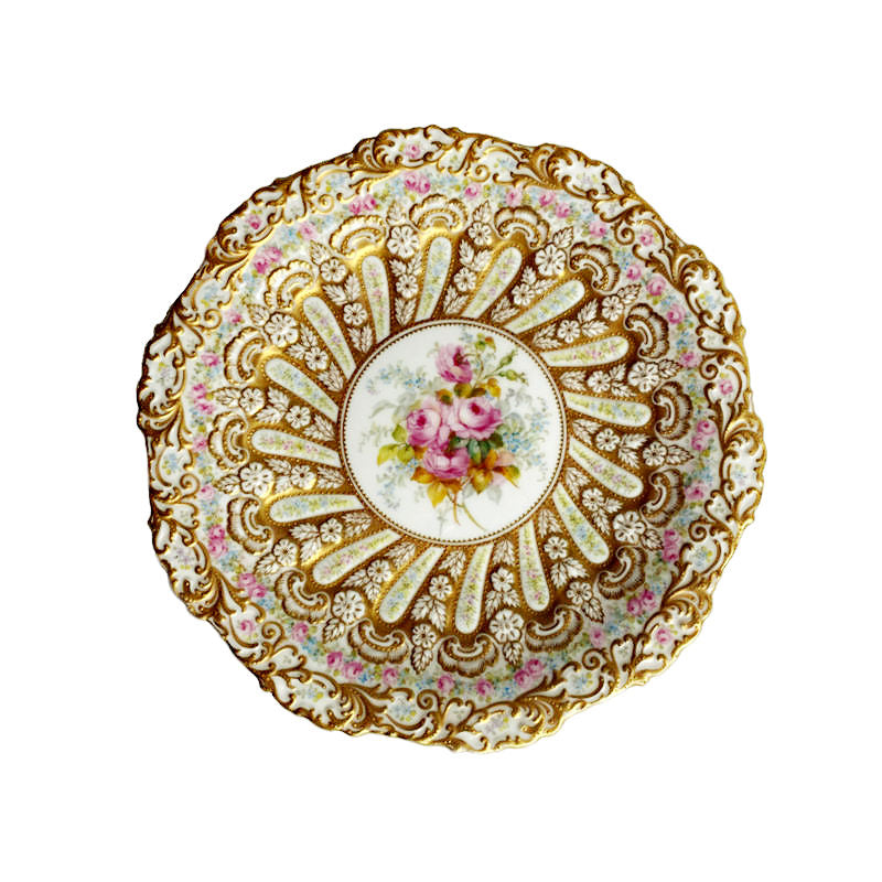 Rare hand painted Coalport Gold Plates with roses