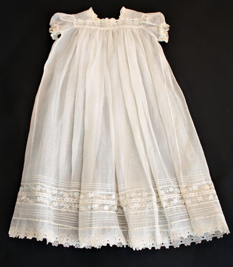 Antique organdy christening gown and slip