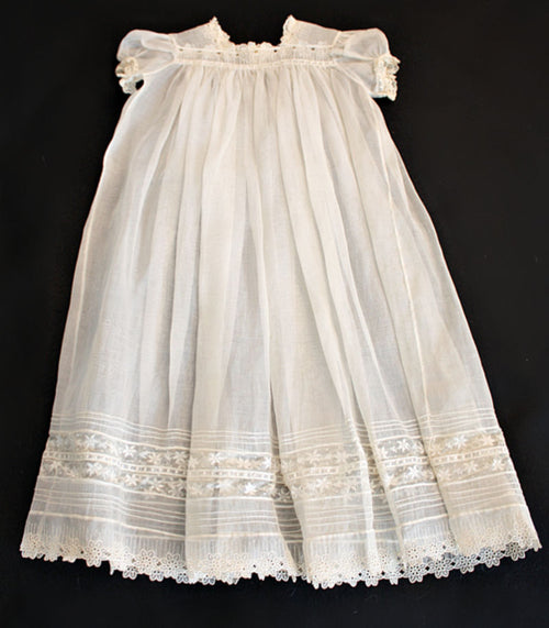 Antique organdy christening gown and slip