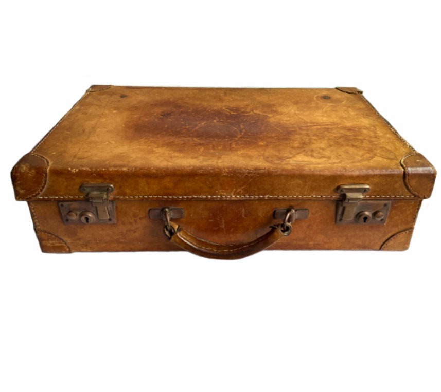 Antique English Leather Gentleman's Suitcase