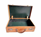 antique leather suitcase, ralph lauren decor, english travel case, vintage luggage, gentleman suitcase, luxury home decor, heritage style, brass label suitcase, equestrian decor, collectible travel decor