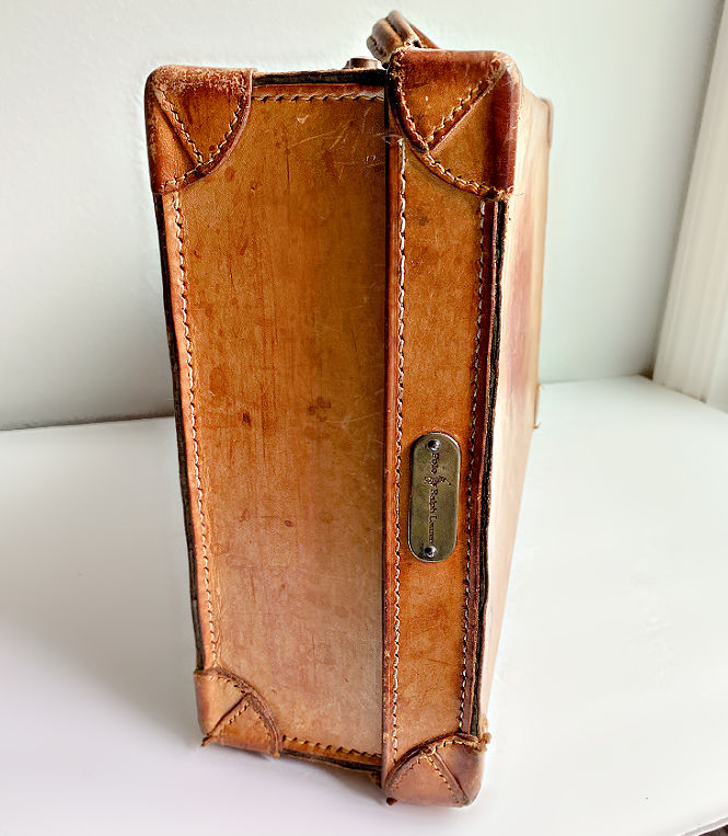Antique English Leather Gentleman's Suitcase