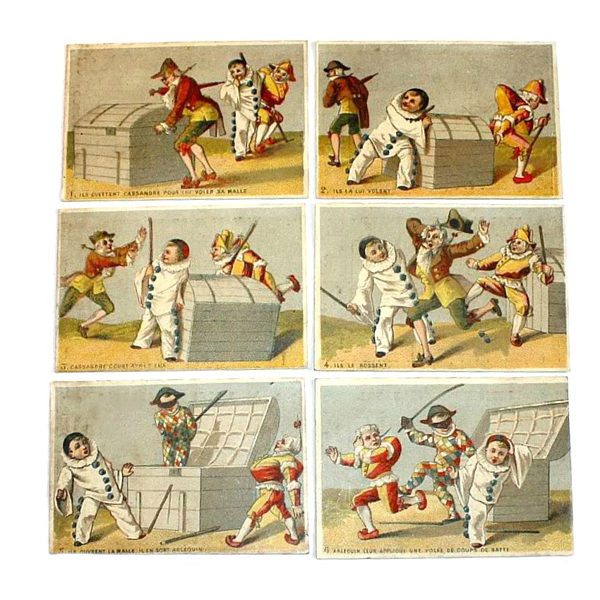 Antique French Trade Cards Pierrot et Harlequin Collection