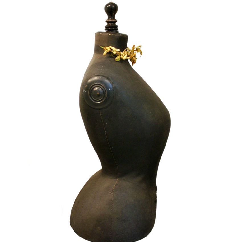 19th Century Antique French Wasp Waist Black Mannequin
