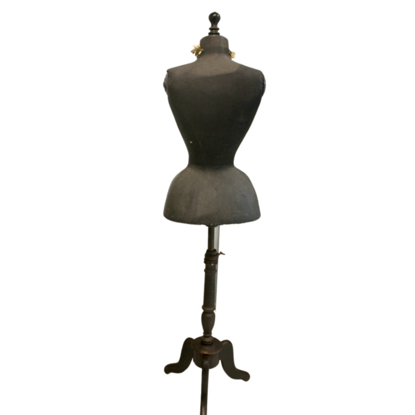 19th Century Antique French Wasp Waist Black Mannequin