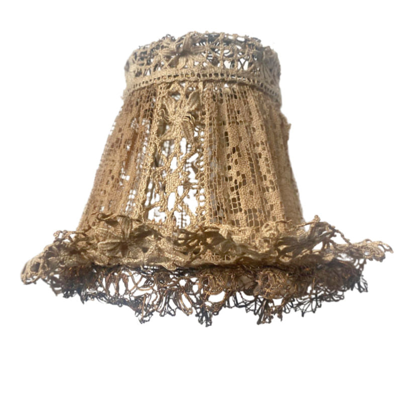 Antique French Metallic Lace Lamp Shades