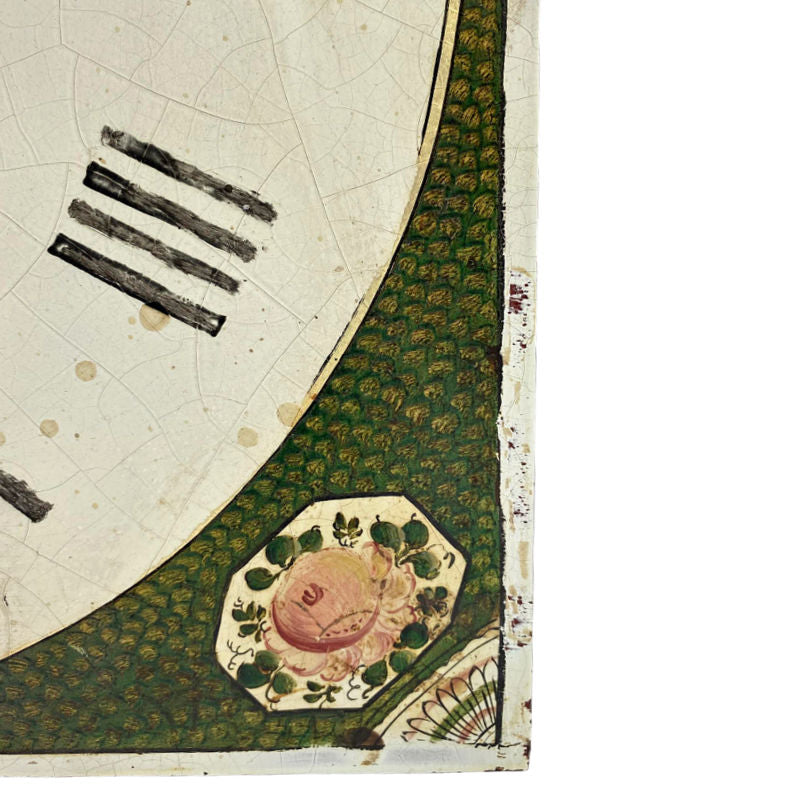 Antique Tole Hand Painted Large Floral Basket Clock Face