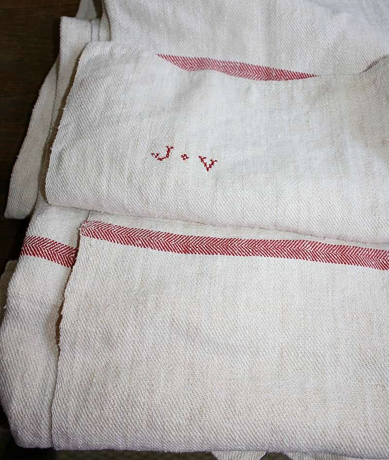 19th Century Hand Woven French Family Linen Table Cloth