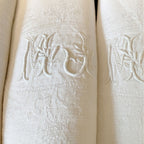 Antique French Linen Damask Napkins Monogrammed Set for 6