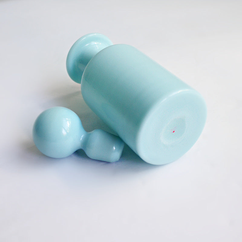 Exceptional 19th-century Louis Philippe turquoise opaline glass perfume decanter with original bulle de savon stopper, French mid-1800s, collectible decorative art.