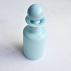 Exceptional 19th-century Louis Philippe turquoise opaline glass perfume decanter with original bulle de savon stopper, French mid-1800s, collectible decorative art.