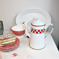 Antique French Red & White Checked Coffee Pot