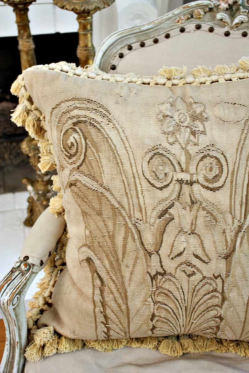 Antique French tapestry cushion