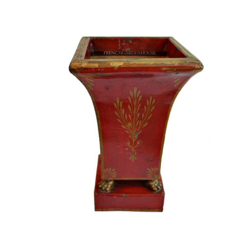 Back view antique Directoire cache pot with architectural square form