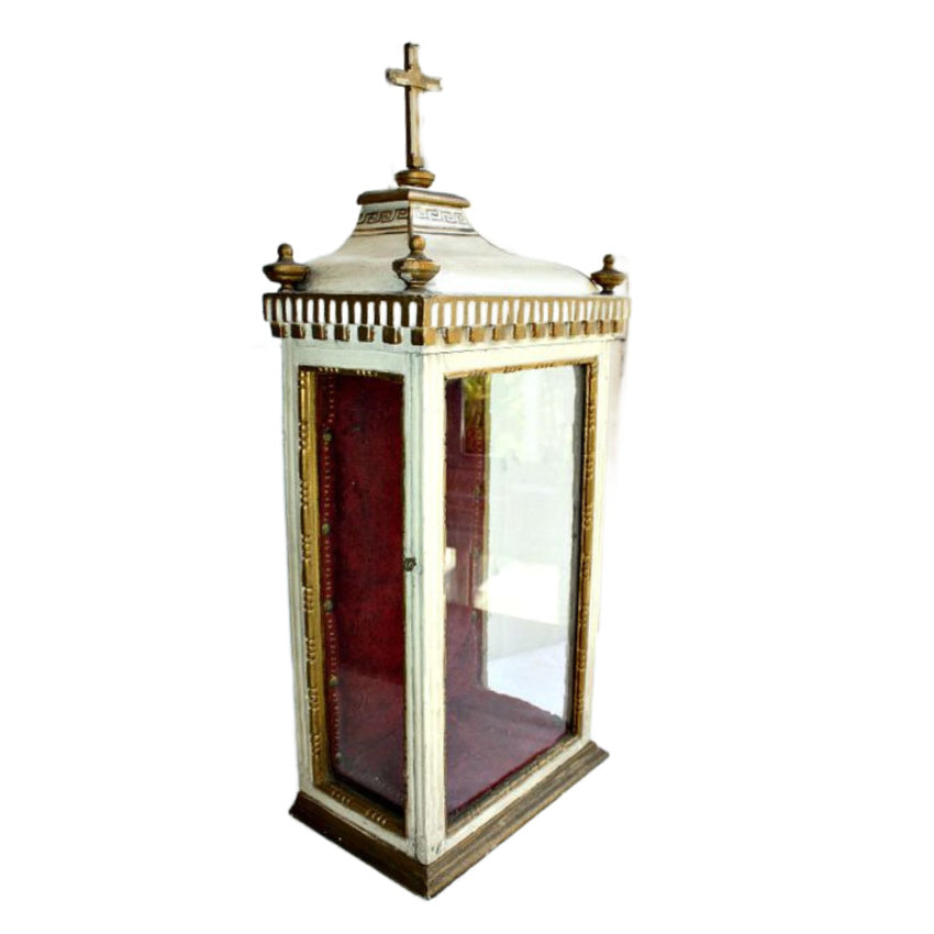 19th Century French Religious Reliquary Altar Shrine Corss