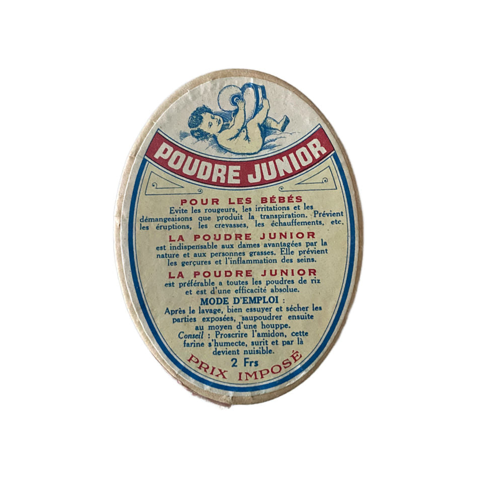 FRENCH BABY POWDER 3-5/8&quot; Vintage Poudre Junior Pour Les Bebes Bruxelles For Display Only Old Stock