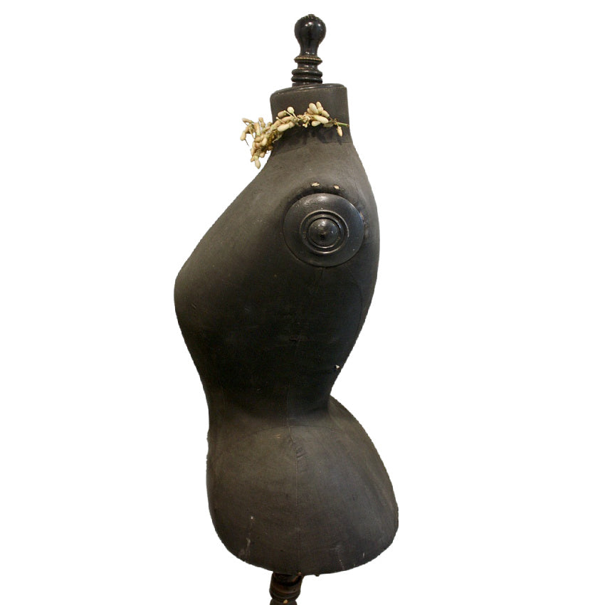 19th Century Antique French Wasp Waist Black Mannequin