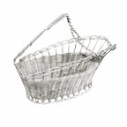 Vintage French silvered woven wine bottle basket