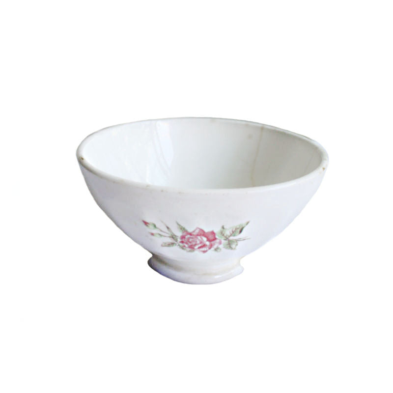 Antique French Cafe au Lait Bowl Pink Roses