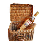 Antique French champagne basket with lid and handles , French willow storage basket with hand-painted initials A L