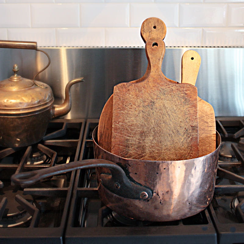 Antique Large Hand Hammered Copper Sauce Pan