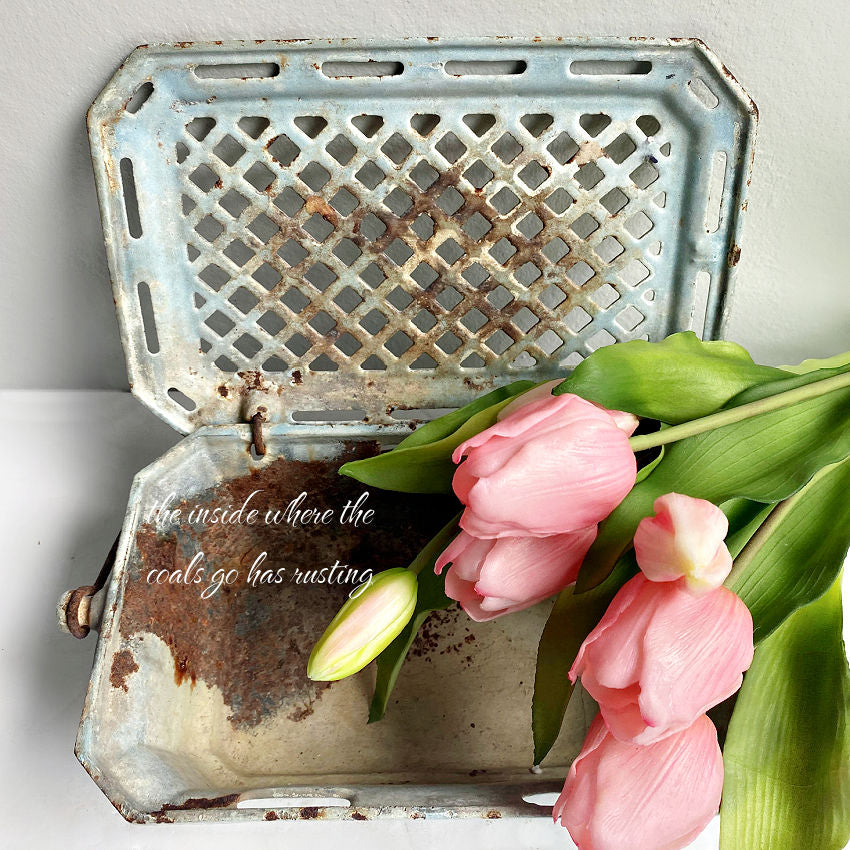 Antique French Blue Enamelware Chaufferette Foot Warmer, 19th Century