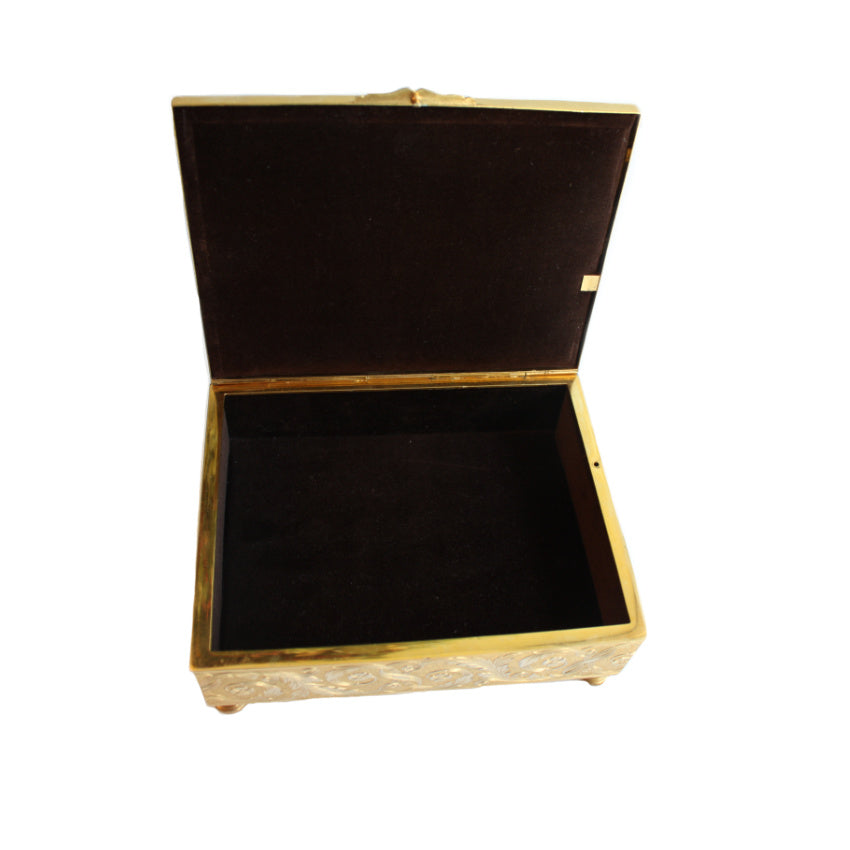 Rare Signed Antique French Engraved Jewelry Box with Romantic Pastorale Courting Scene, Made in France