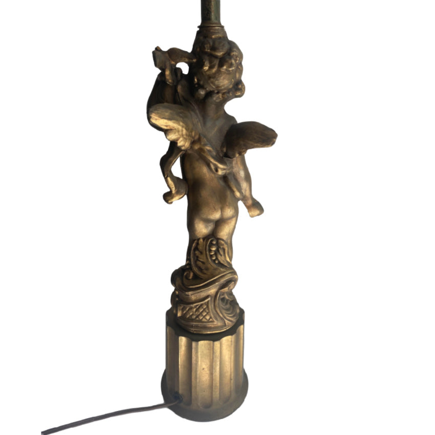 French Rococo style putto lamp back view with wings