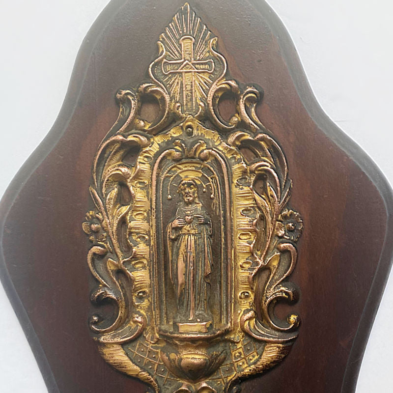 Antique French Holy Water Font Sacred Heart of Jesus