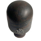 French millinery, antique hat block, wooden hat form, 19th century French, millinery shop display, fashion history decor, sterling silver monogram, French atelier, antique fashion tools, sculptural decor, French antiques, collectors decor