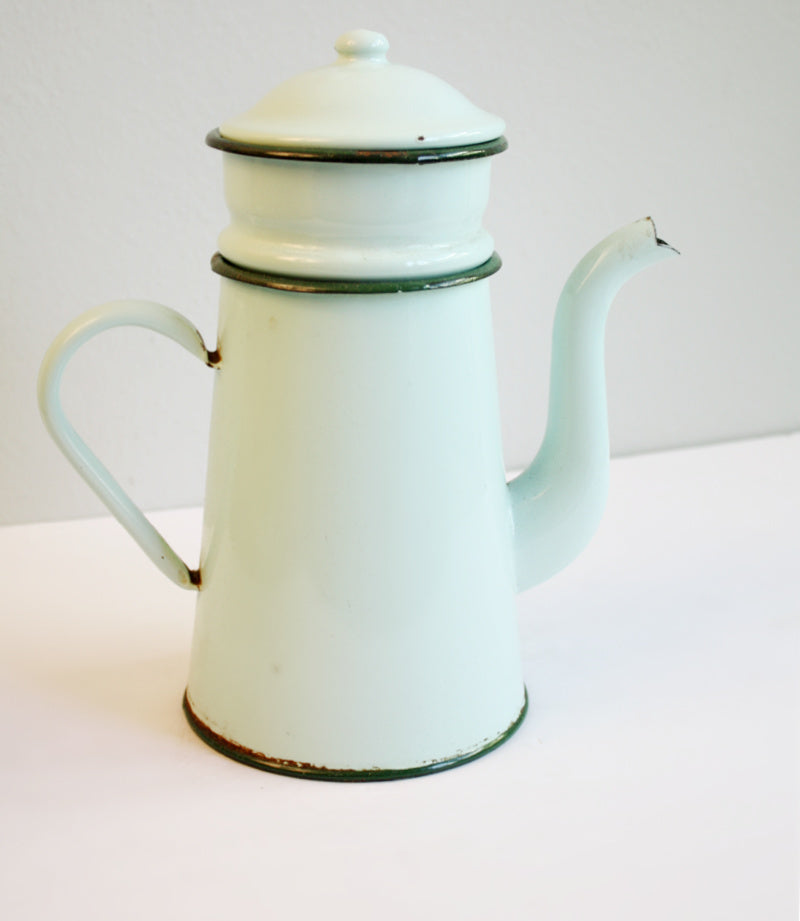 French Mint Green Enamelware Coffee Pot