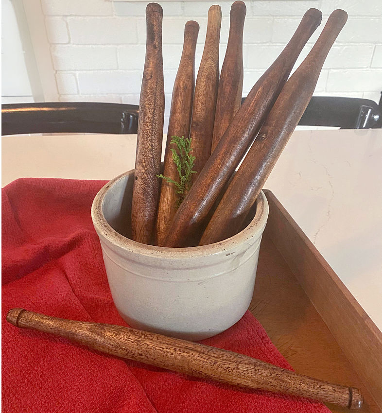 Antique Tapered French Wood Patisserie Rolling Pins from Brittany, France.