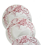 close detail of Griffin motif and red transfer border on antique plate
