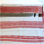 Historic French linen tablecloth with timeless floral design