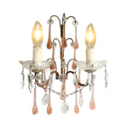 Elegant French sconces with beaded swags and soft colored crystals