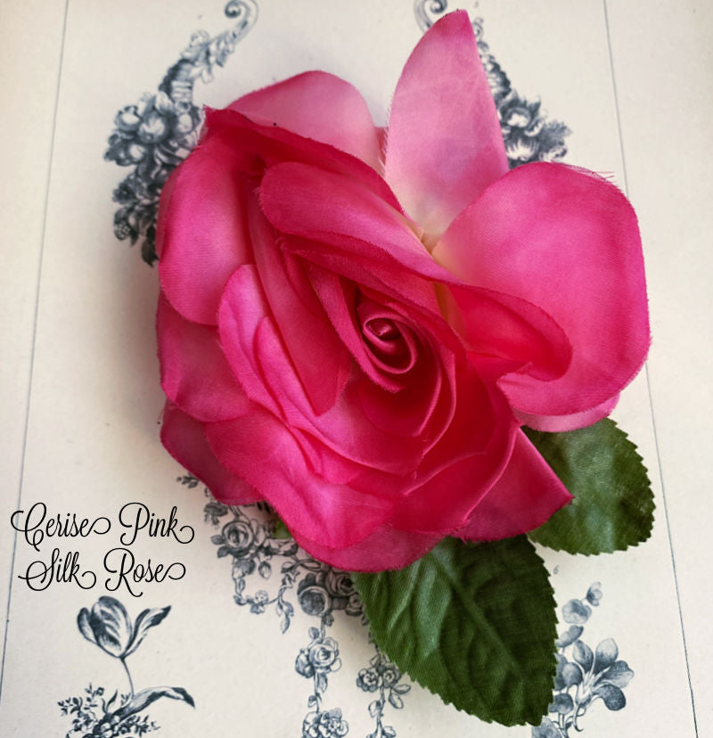 Vintage Millinery Cerise Pink Silky Rose