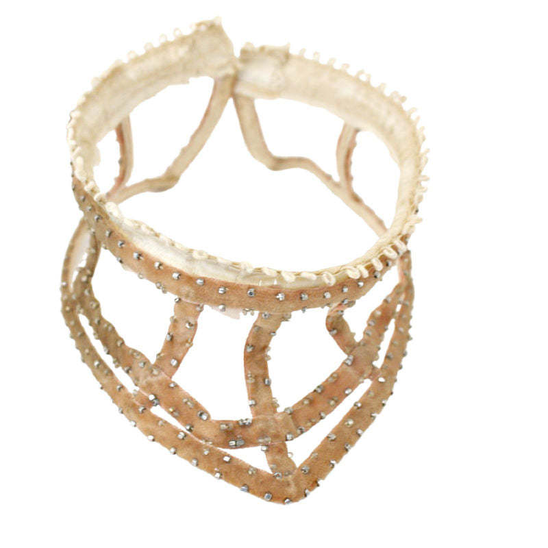 Antique French velvet and beaded collar with stays