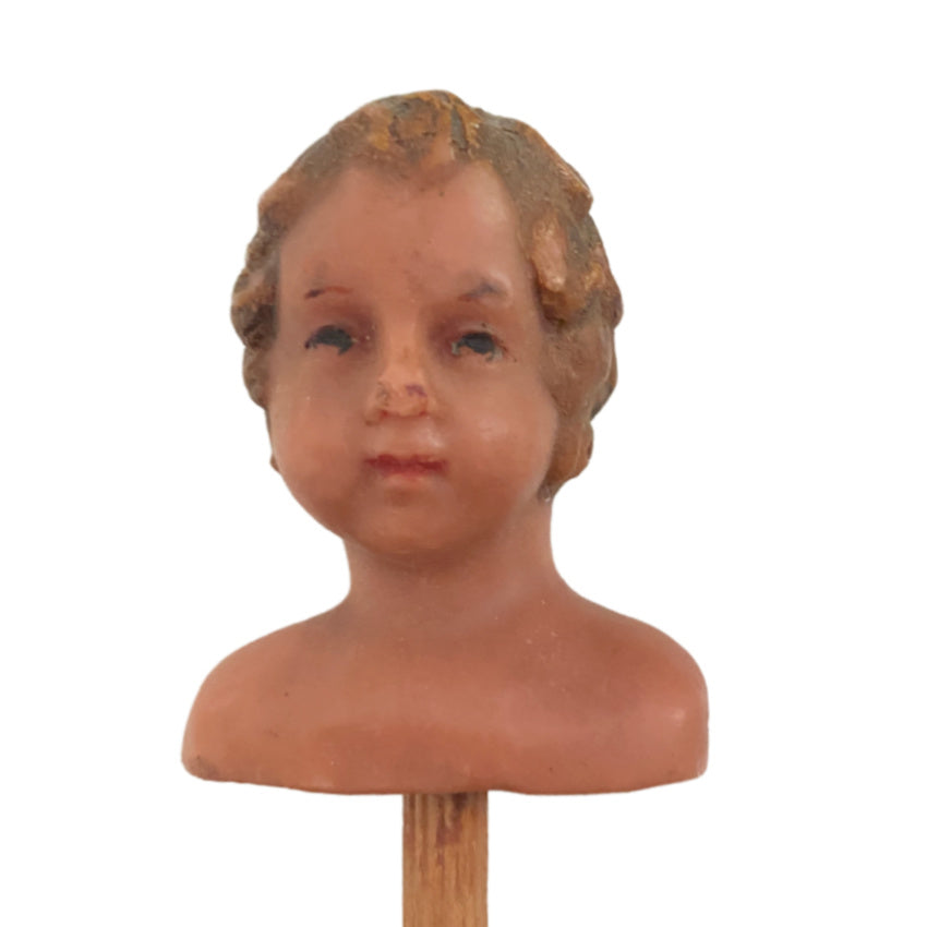 Antique French Wax Doll Head for a Marotte Puppet