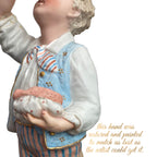 Rare Matched Pair of Antique Bisque Heubach Figurals - Girl & Boy Enjoying Sweets