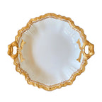Antique Jean Pouyat Limoges Gilt Serving Bowl with Bow Handles