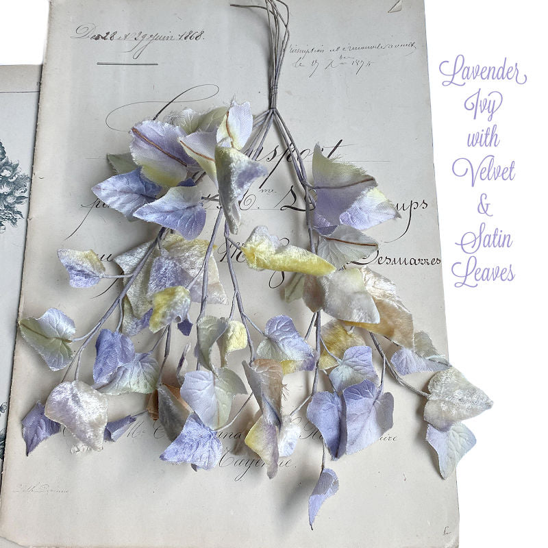 Vintage Lavender Purple Velvet and Satin Ivy Millinery Spray