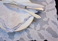 periwinkle blue vintage madeira hand embroidered organdy placemat set with runner fine table linens portugal