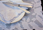 periwinkle blue vintage madeira hand embroidered organdy placemat set with runner fine table linens portugal