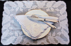 rare periwinkle madeira embroidered placemats with organdy center vintage madeira table linens
