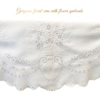 Antique Linen Hand Embroidered Madeira Round Tea Cloth Floral Urns