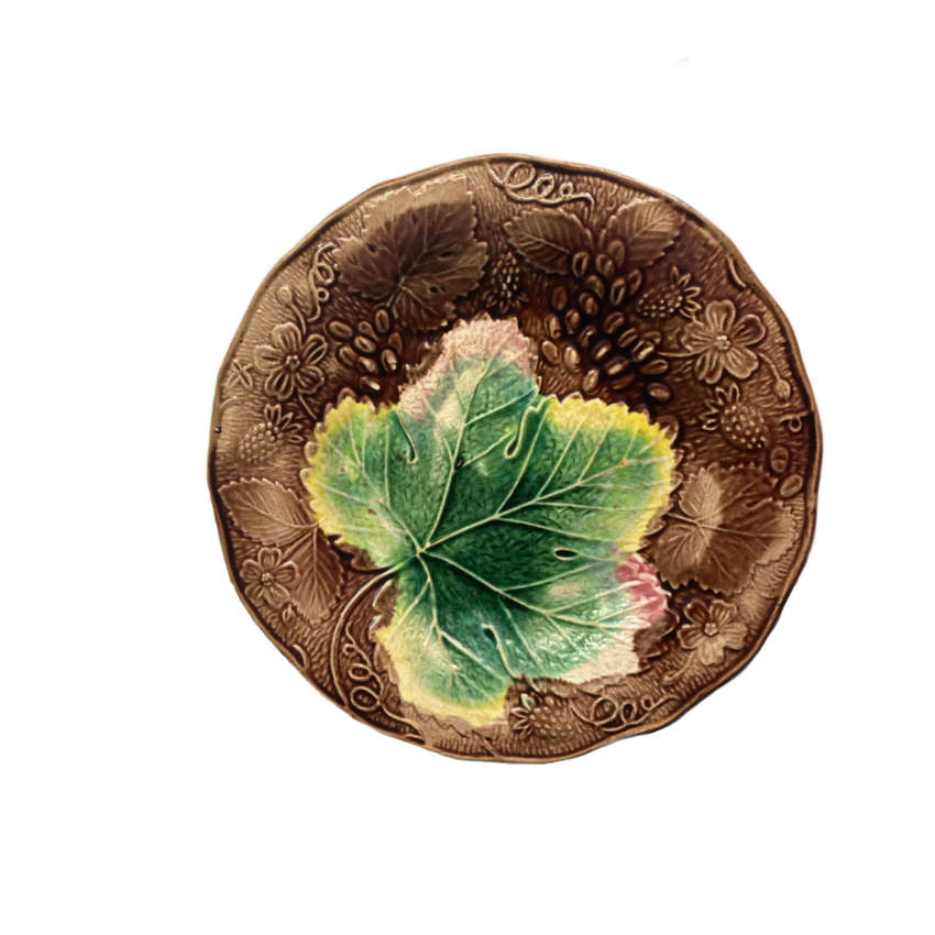 19th Century Majolica Grape &amp; Strawberry Plate