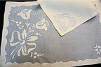 hand embroidered Madeira linen table linens with tulips